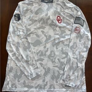 OU Gray/White Camo Long Sleeve Hooded Shirt